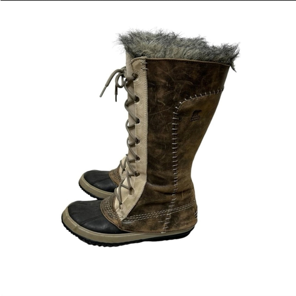 Sorel Cate the Great Winter Boots Women’s Size 8 Waterproof Tusk Stone Leather - Picture 5 of 11